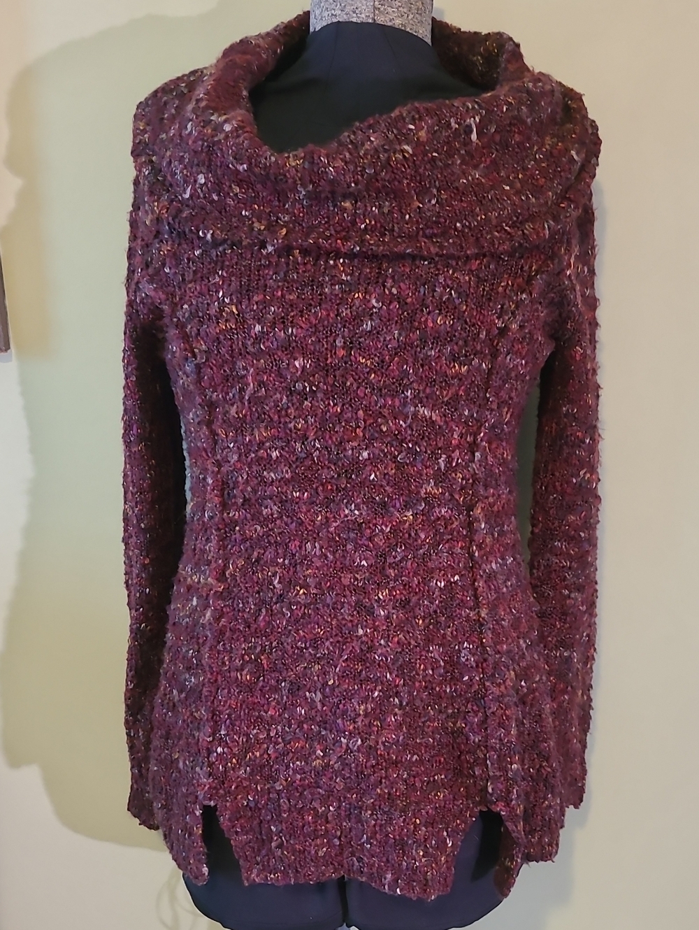Fever Marled Wine Cowl Neck Sweater Womens Size Small